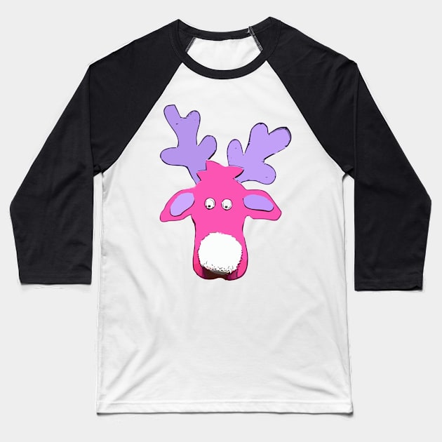 Colourful Christmas Elk Baseball T-Shirt by RosArt100